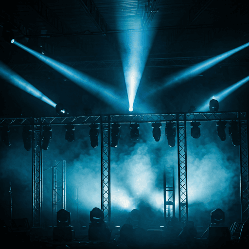 High-end concert lighting equipment and stage trusses