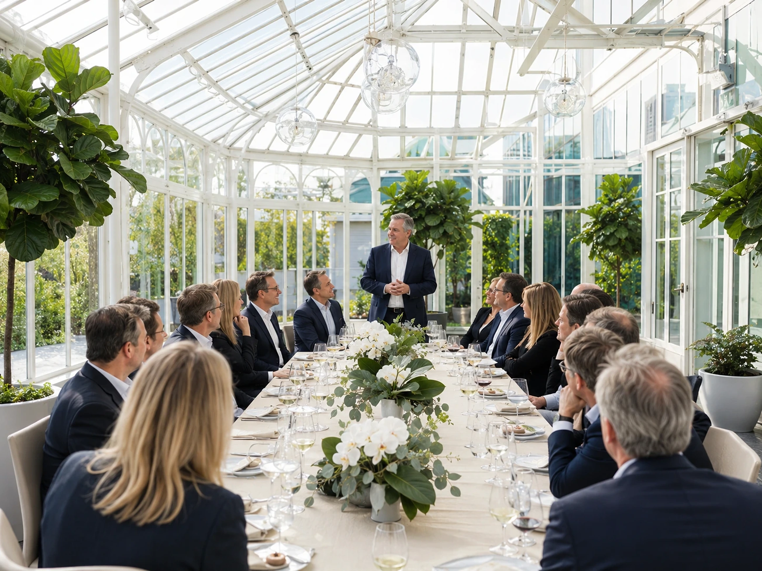 Bohemian greenhouse draped in climbing ivy and fairy lights