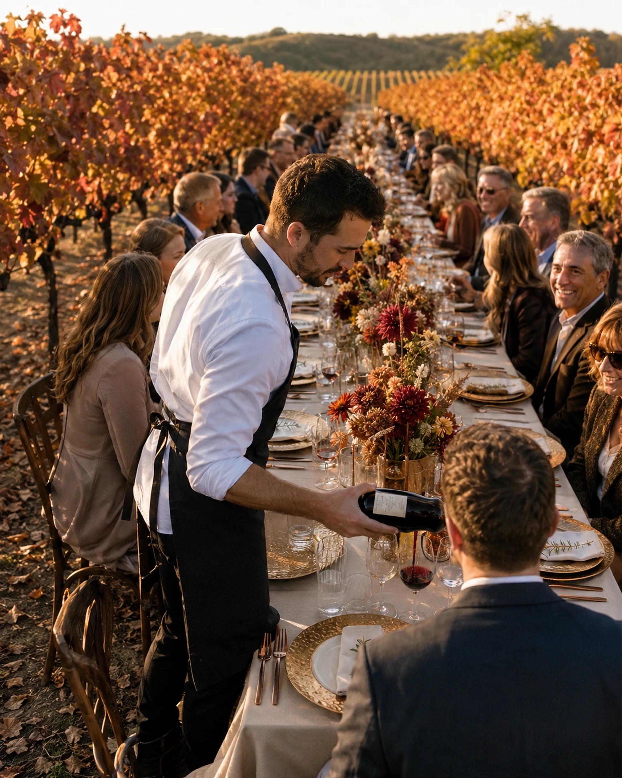 Elegant gold table setting at Connecticut event