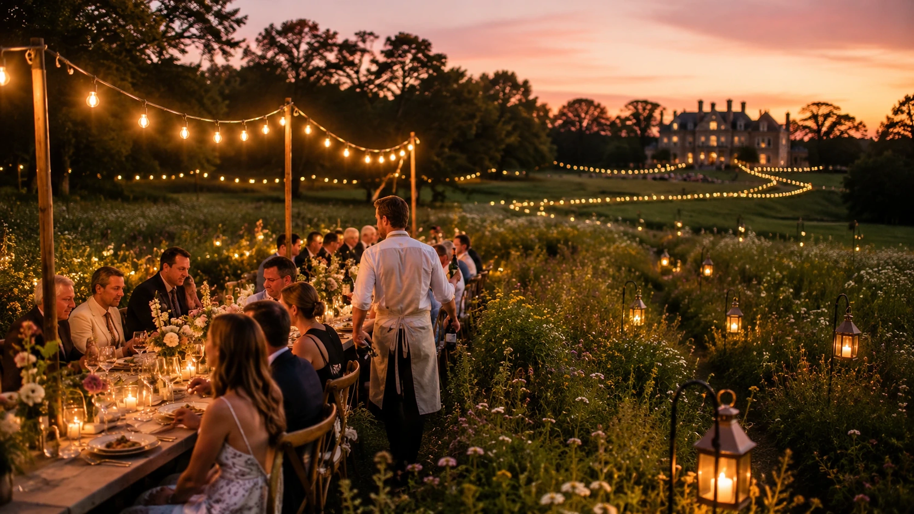 Outdoor garden party setup