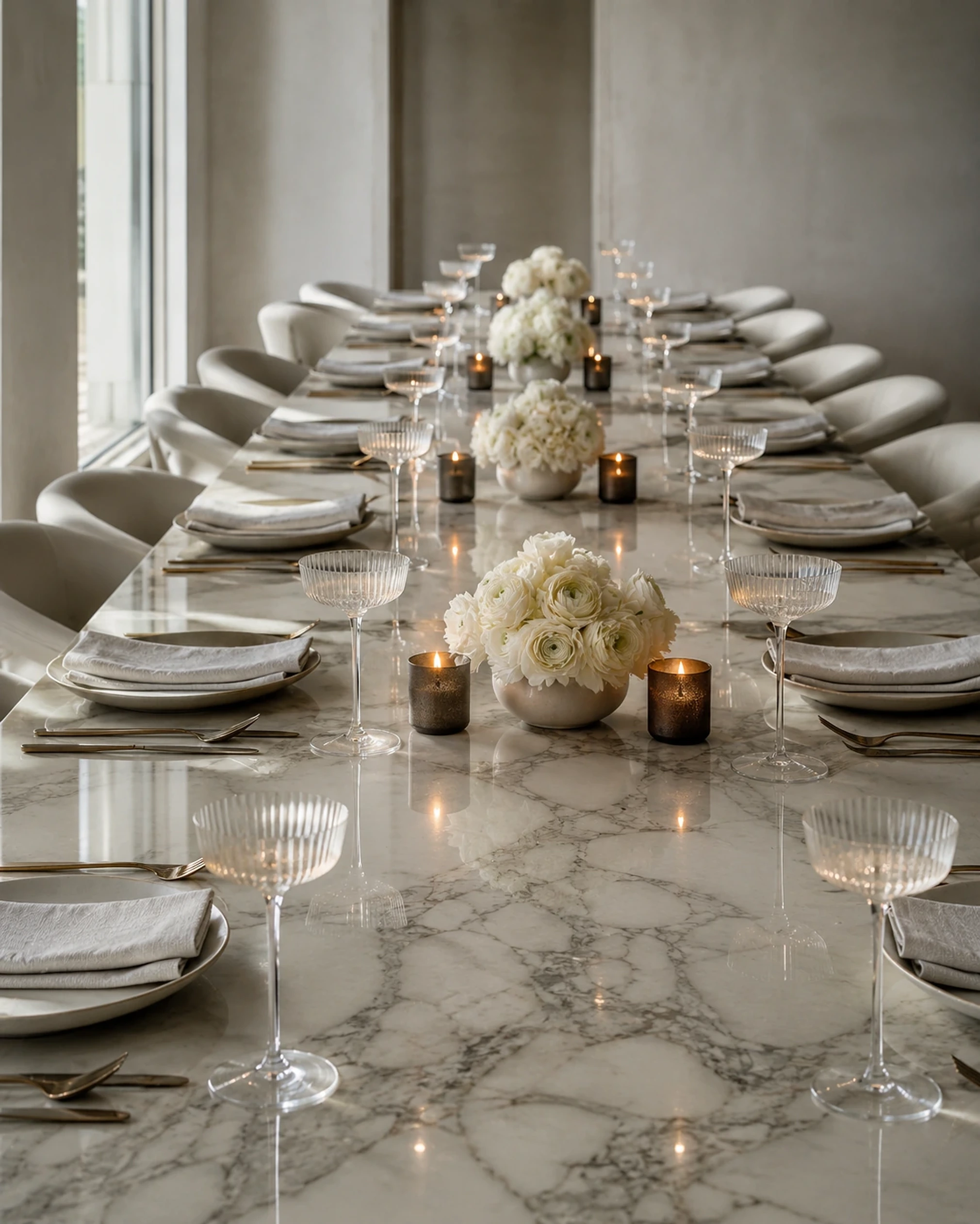 Crystal chandelier casting warm light