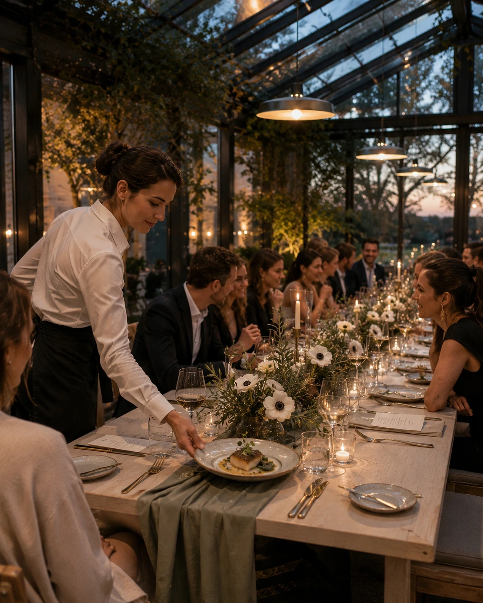 Exquisite table setting with gold cutlery