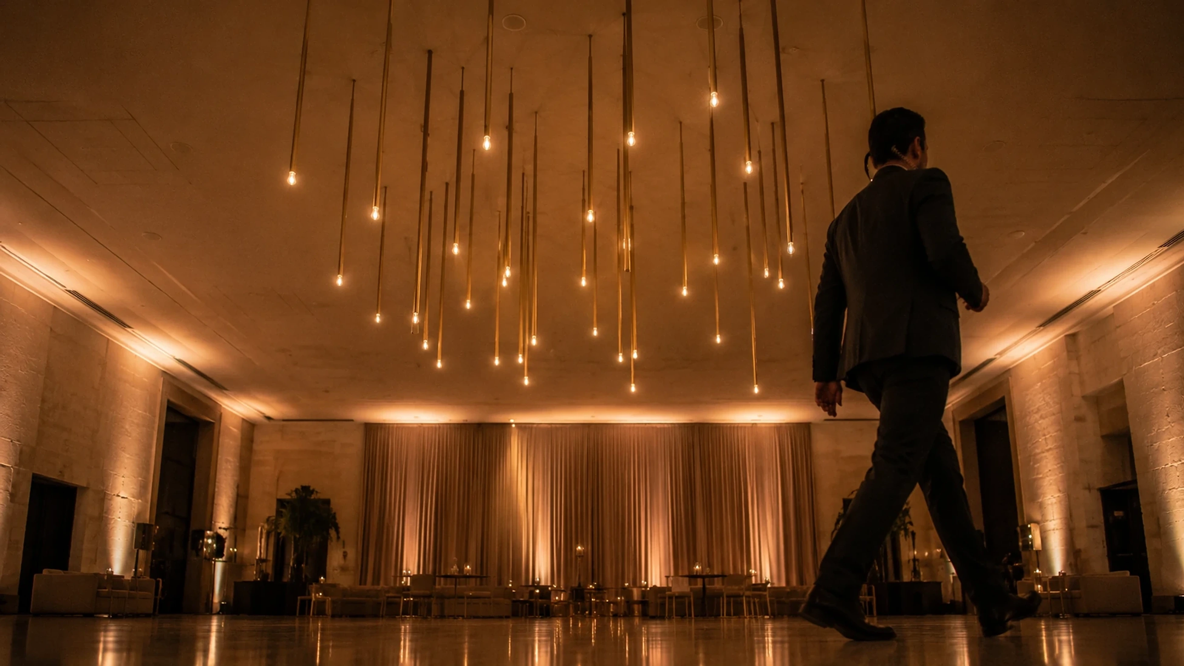 Atmospheric chandelier glow