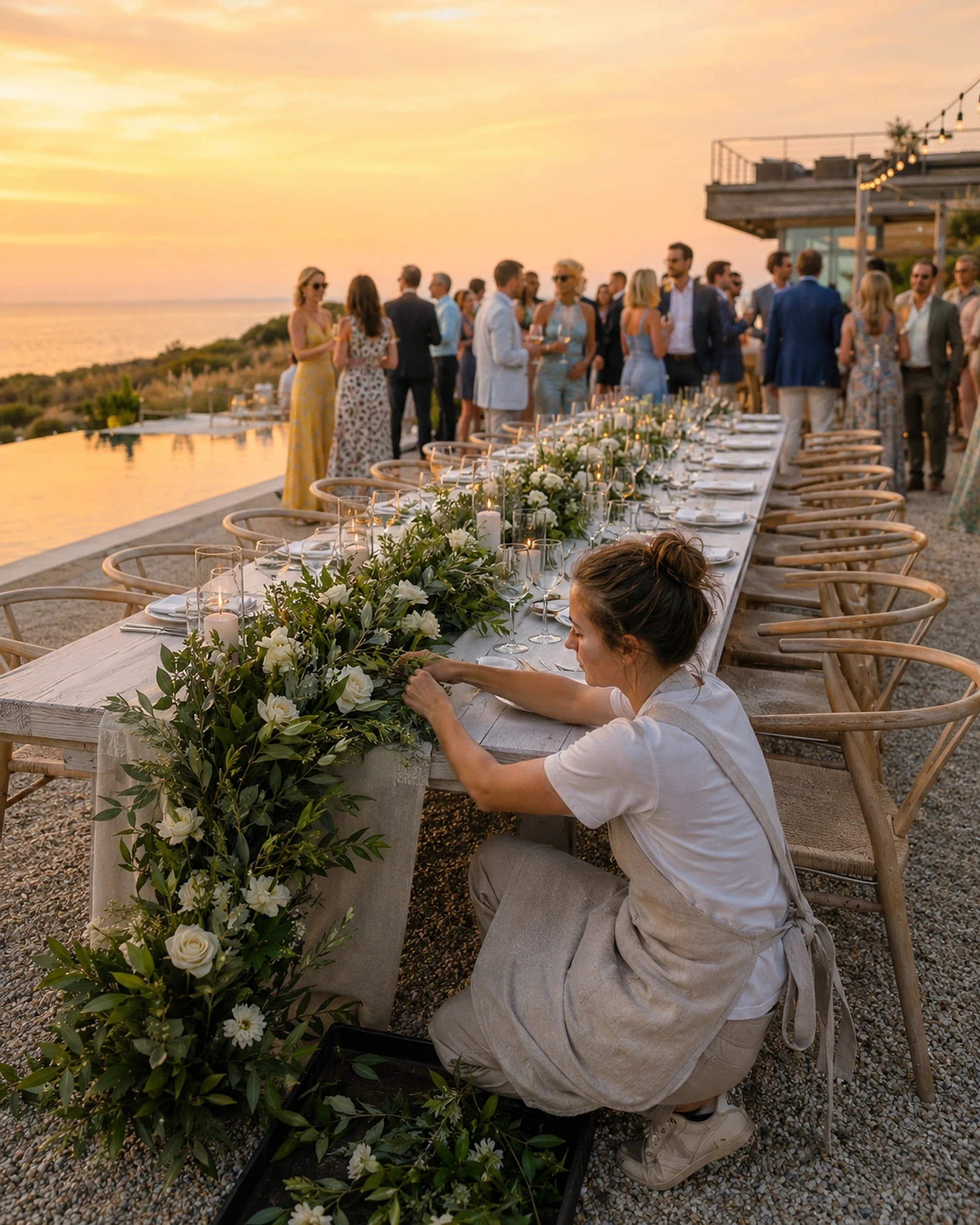 Infinity pool venue at sunset