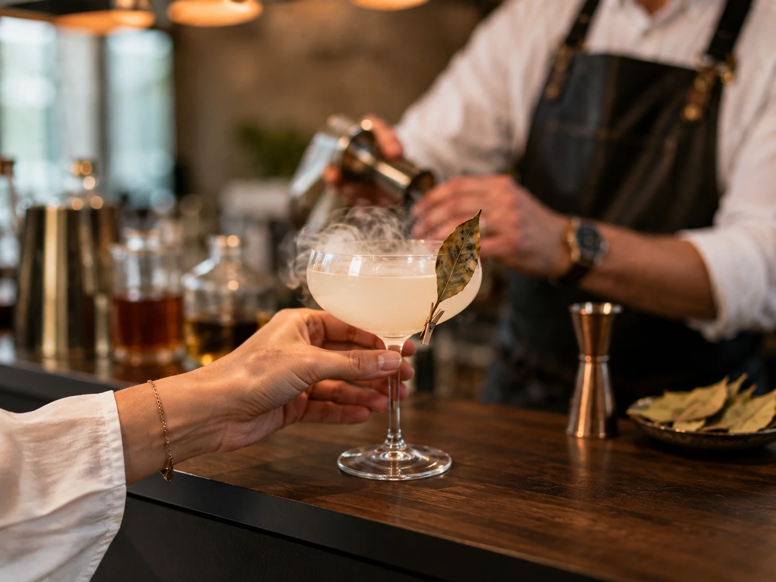 Premium crystal glassware and cocktail bar
