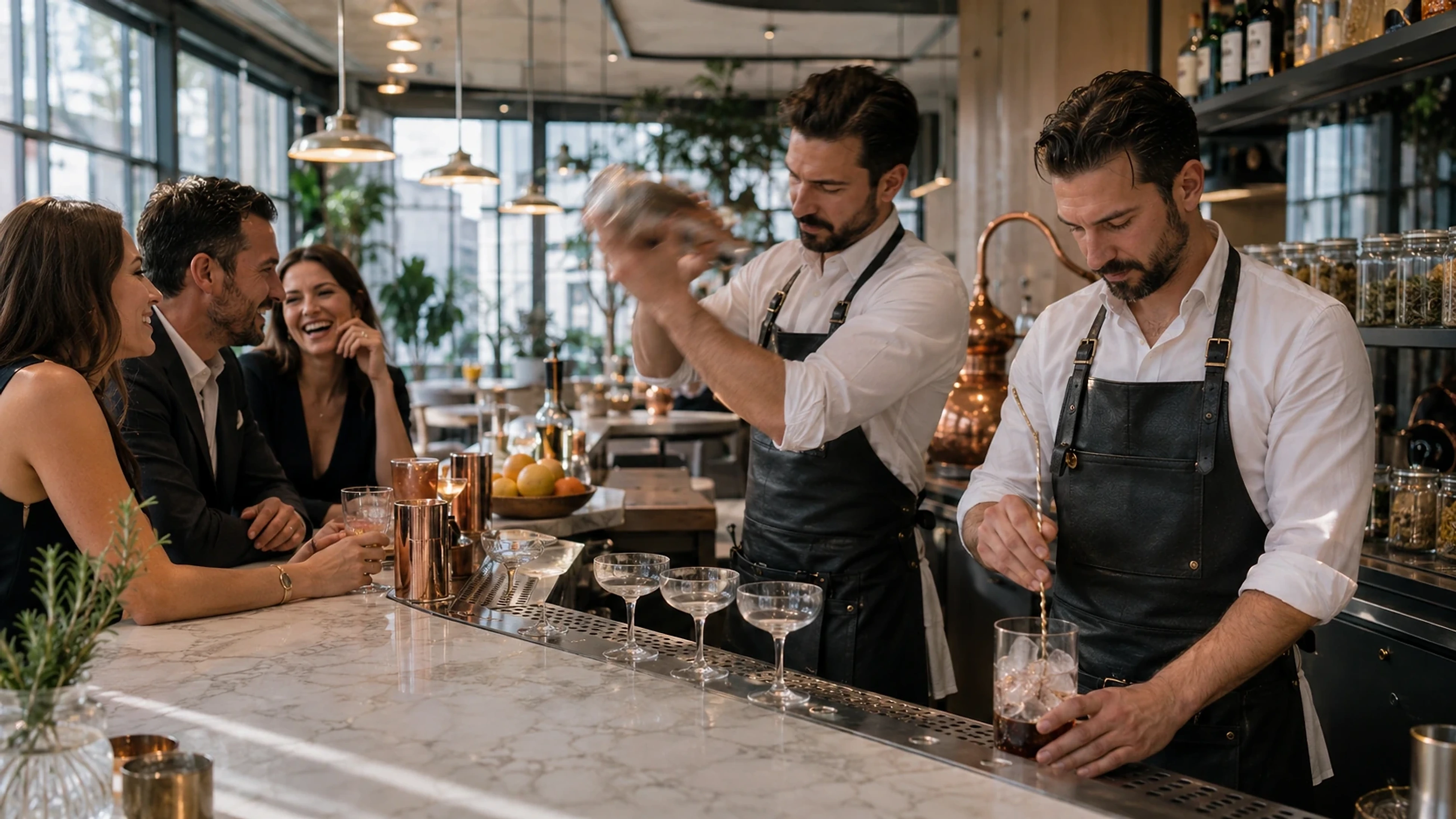 Handcrafted cocktail with premium garnish